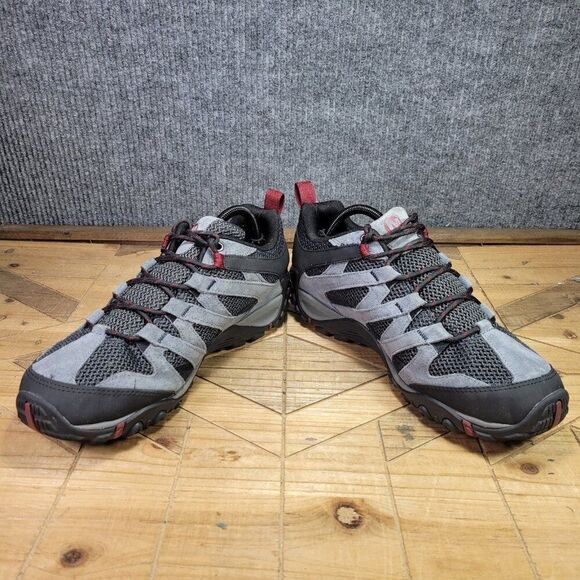 WIDE Merrell Alverstone Mens 9.5W Waterproof Hiking Shoes‎ Gray Suede Mesh Upper - Picture 5 of 11